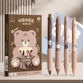 Cartoon-themed erasable gel pen with press mechanism and 0.5mm tip in black or blue.