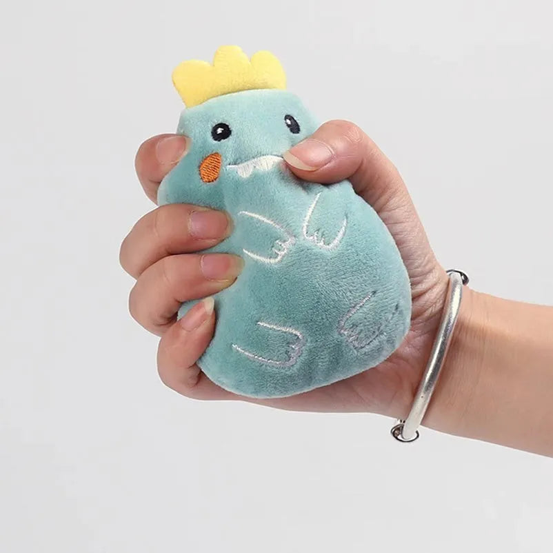 Four catnip plush toys with squeakers for chewing and interactive play