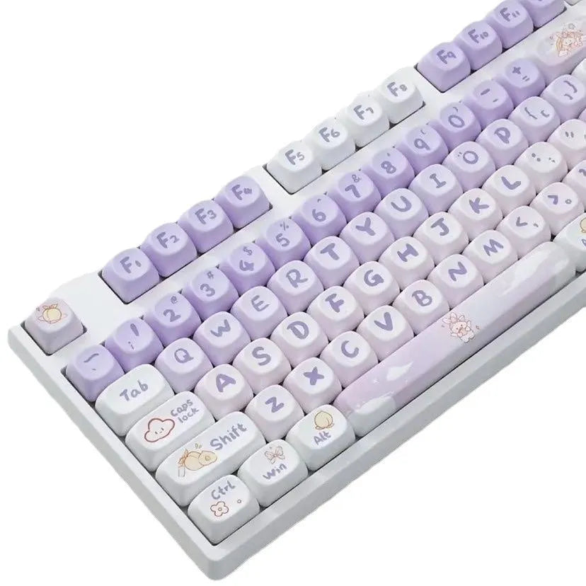 Gradient purple rabbit design PBT keycap set for mechanical keyboard customisation
