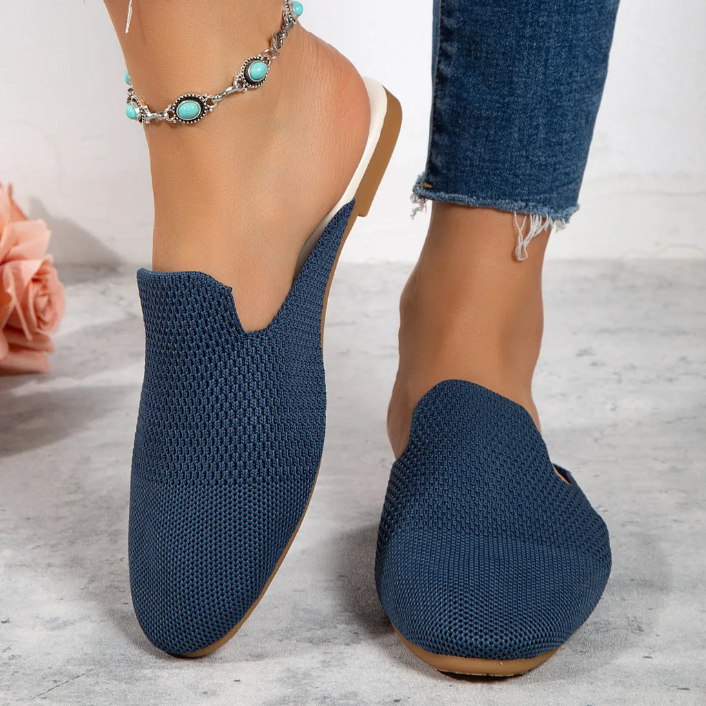 Mesh summer sandals in apricot with cloth upper and rubber sole