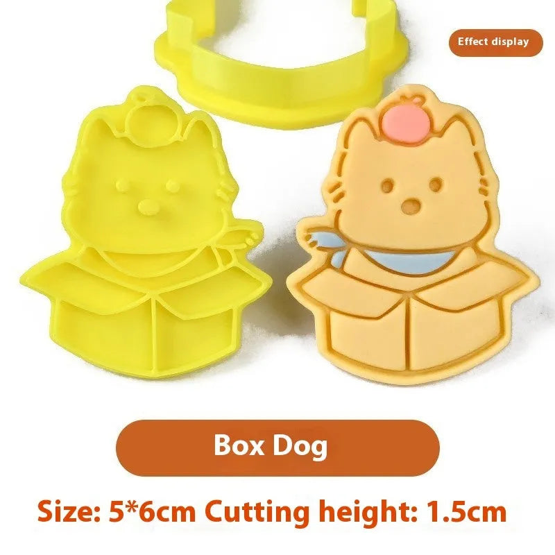 Plastic 3D cartoon puppy head biscuit mold for shaping dog themed cookies and soft candy