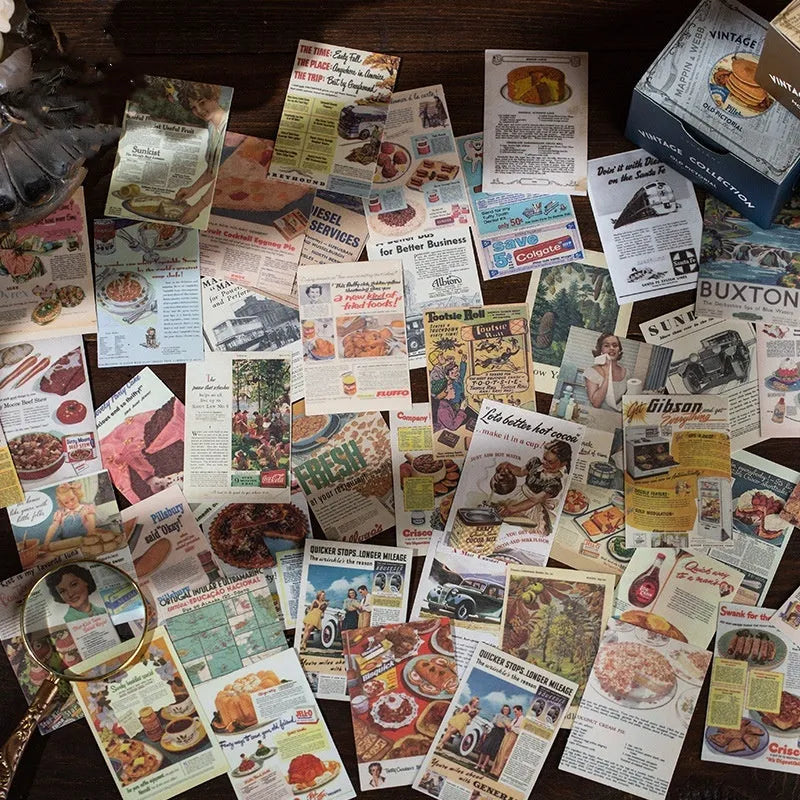 Retro style boxed material stickers set showing 4cm by 6cm dimensions and Secret Land colour design