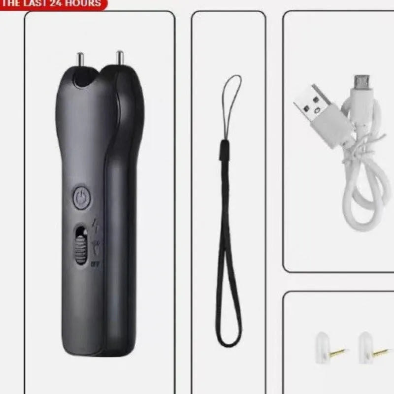 Electric livestock driving device black colour 17.6W 180x125x65mm next to animal on farm