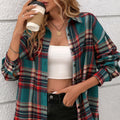 Women's loose fit plaid shirt in cotton available in black green purple colours