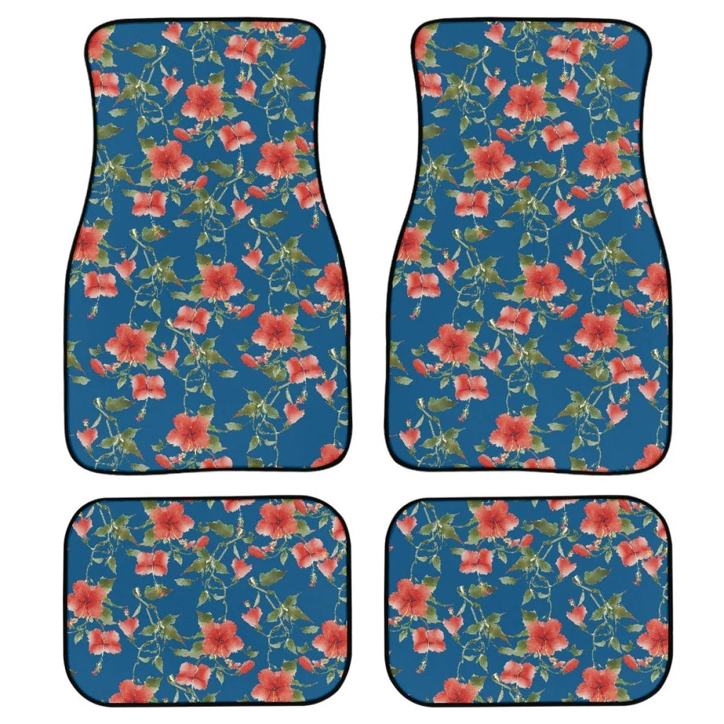 Black rubber car floor mat set, four pieces showing textured surface and 20mm thick edge.