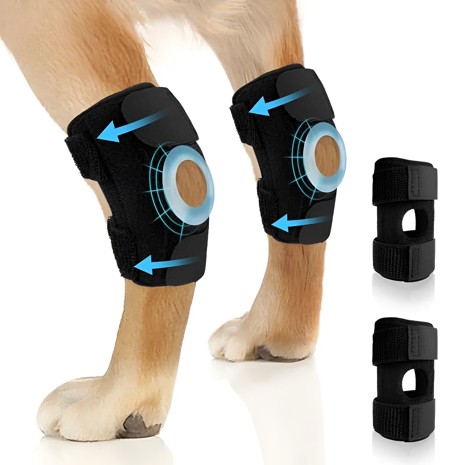 Black polyester dog leg guard for ACL rehabilitation and cat joint dislocation protection