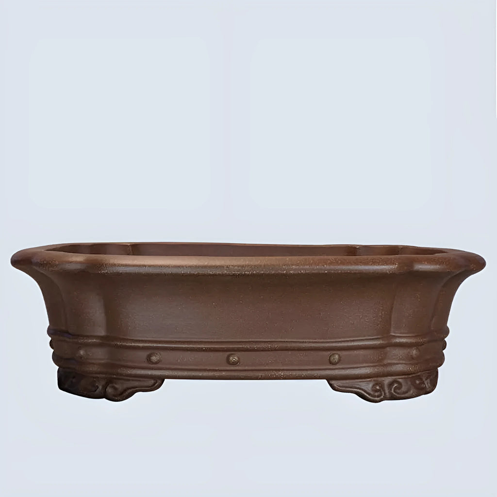 Handmade antique rectangular purple sand flower pot for desktop plants