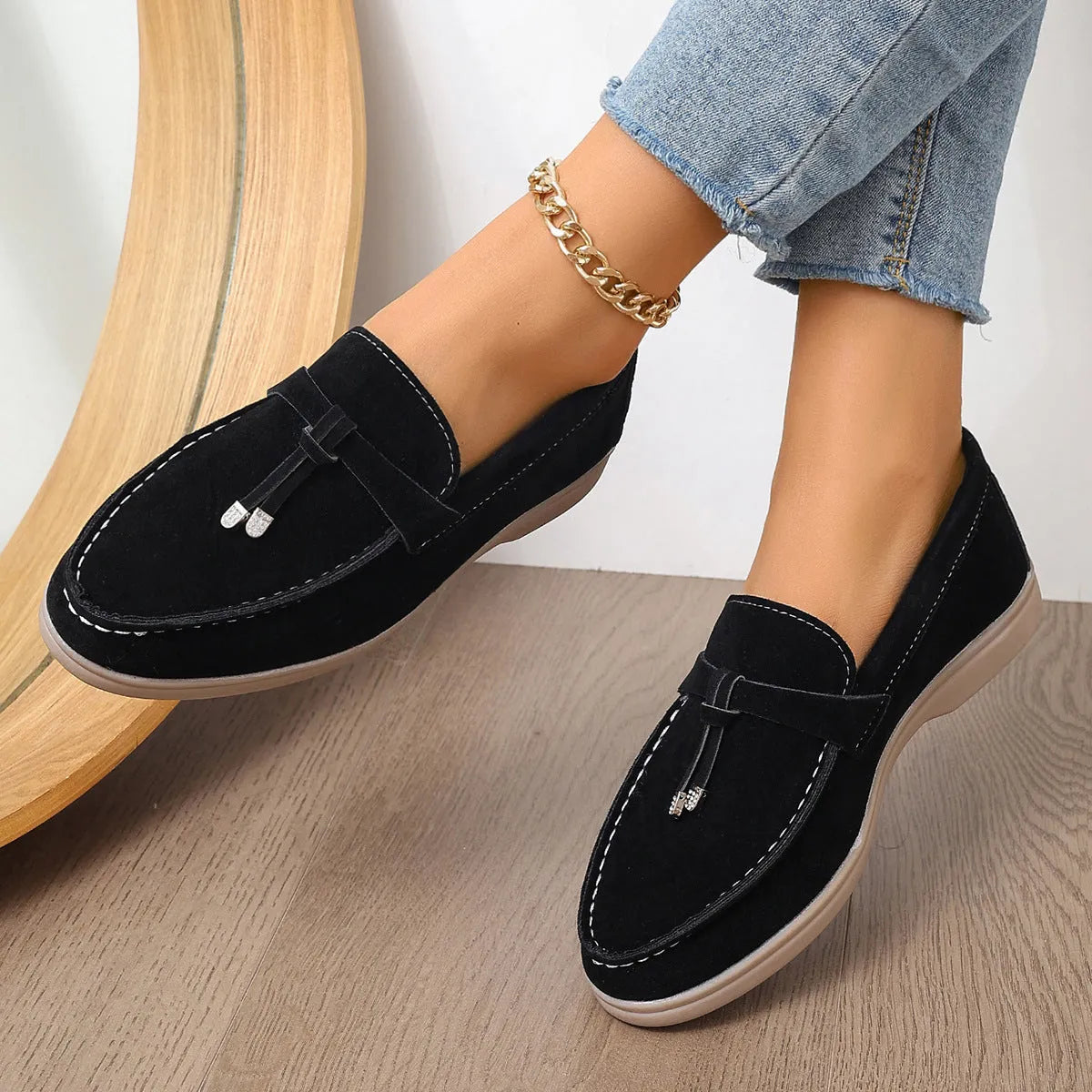 Men's casual canvas loafers with platform sole in black, apricot, and brown colours
