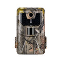 Outdoor camouflaged Bluetooth trail camera with infrared LEDs for night vision and mobile app connectivity.