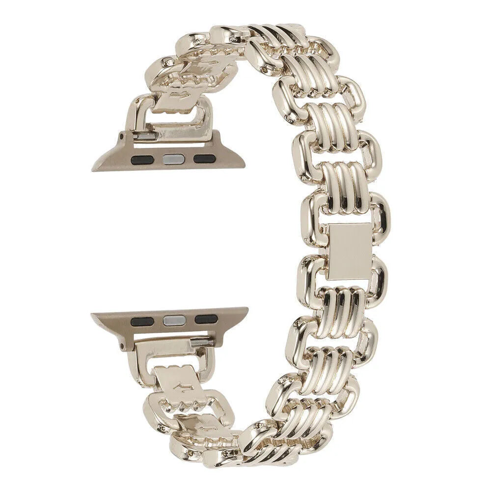 Alloy metal watch bracelet in silver, gold, black, rose gold, and starlight for Apple Watch 38mm to 49mm