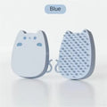 Soft silicone pet grooming comb in blue with dual-texture bristles for cats and dogs