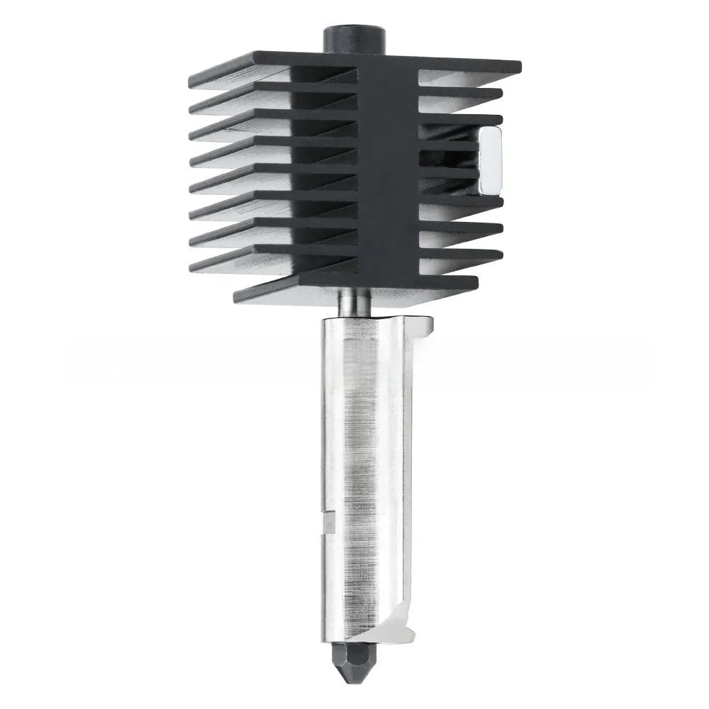 Hardened steel hot end assembly with black silicone sleeve for Bambu Lab A1 Mini 3D printer