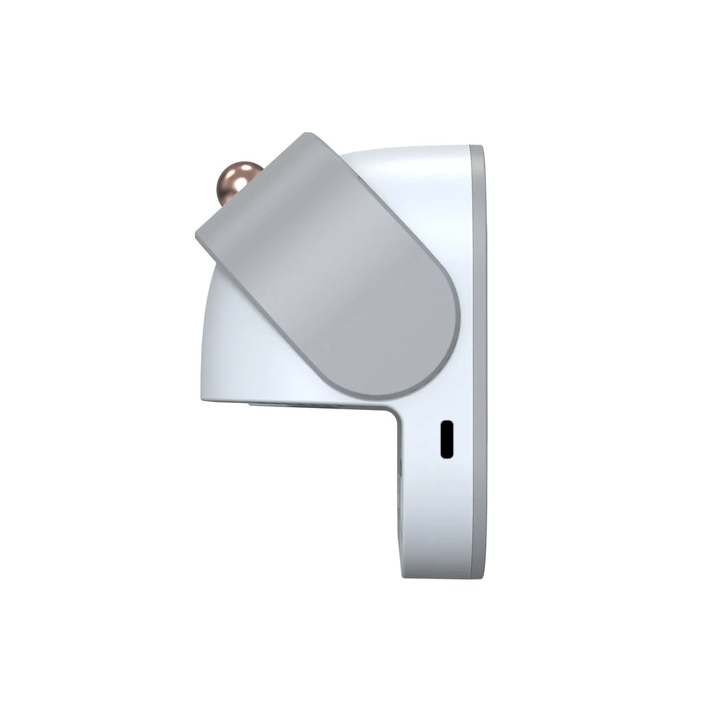 White wall-mounted smart toothbrush steriliser holder with USB charging port and control button.