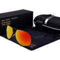 Men's orange red polarized aviator sunglasses with metal frame and HD TAC lenses