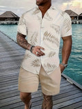 Men's Hawaii 3D printed short sleeve suit with matching shorts in polyester fabric
