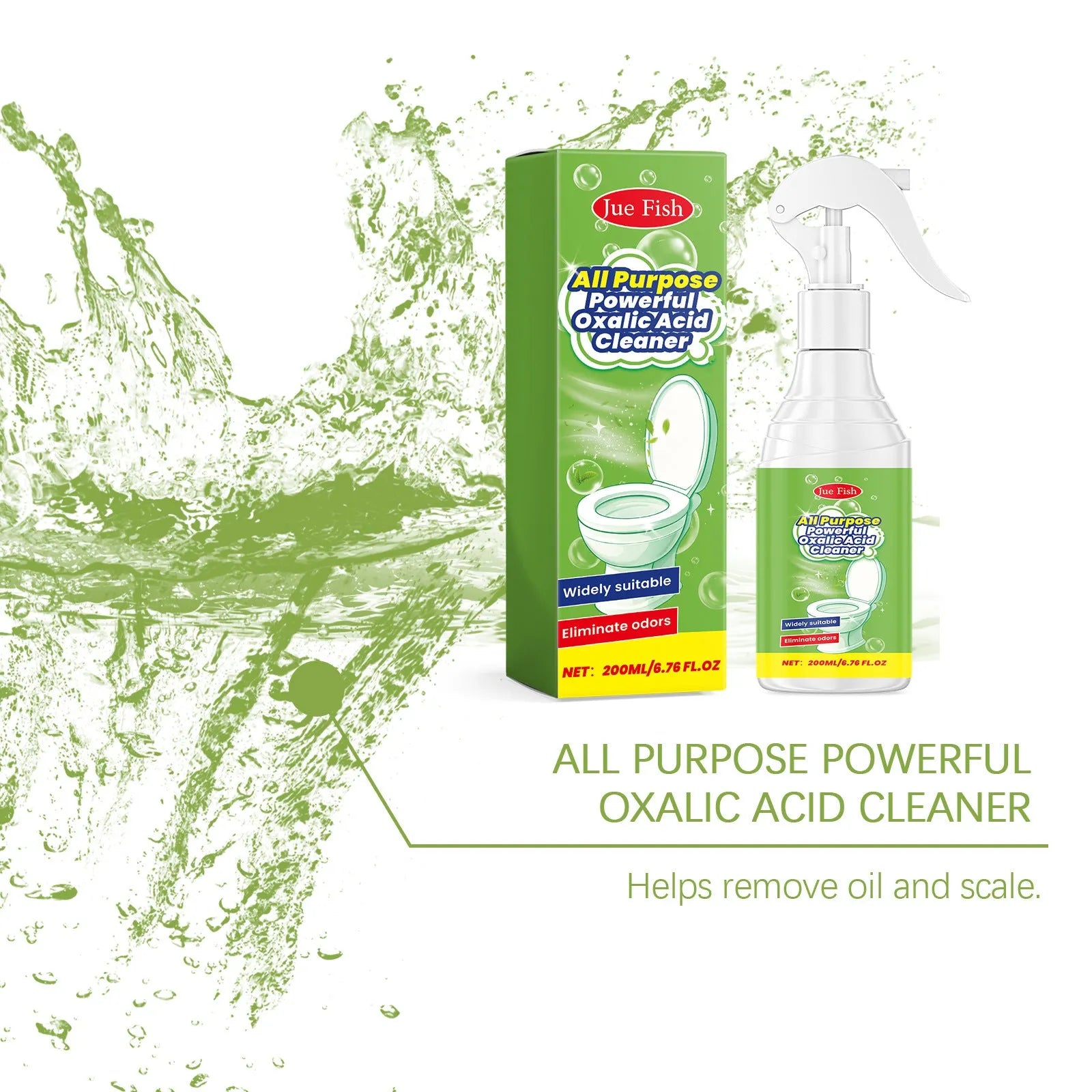 200ml household grease cleaning spray bottle showing dimensions of 5.5cm by 13.6cm
