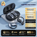 Noise reduction sports ear hook headphones in black with Type-C charging port and ear hook design