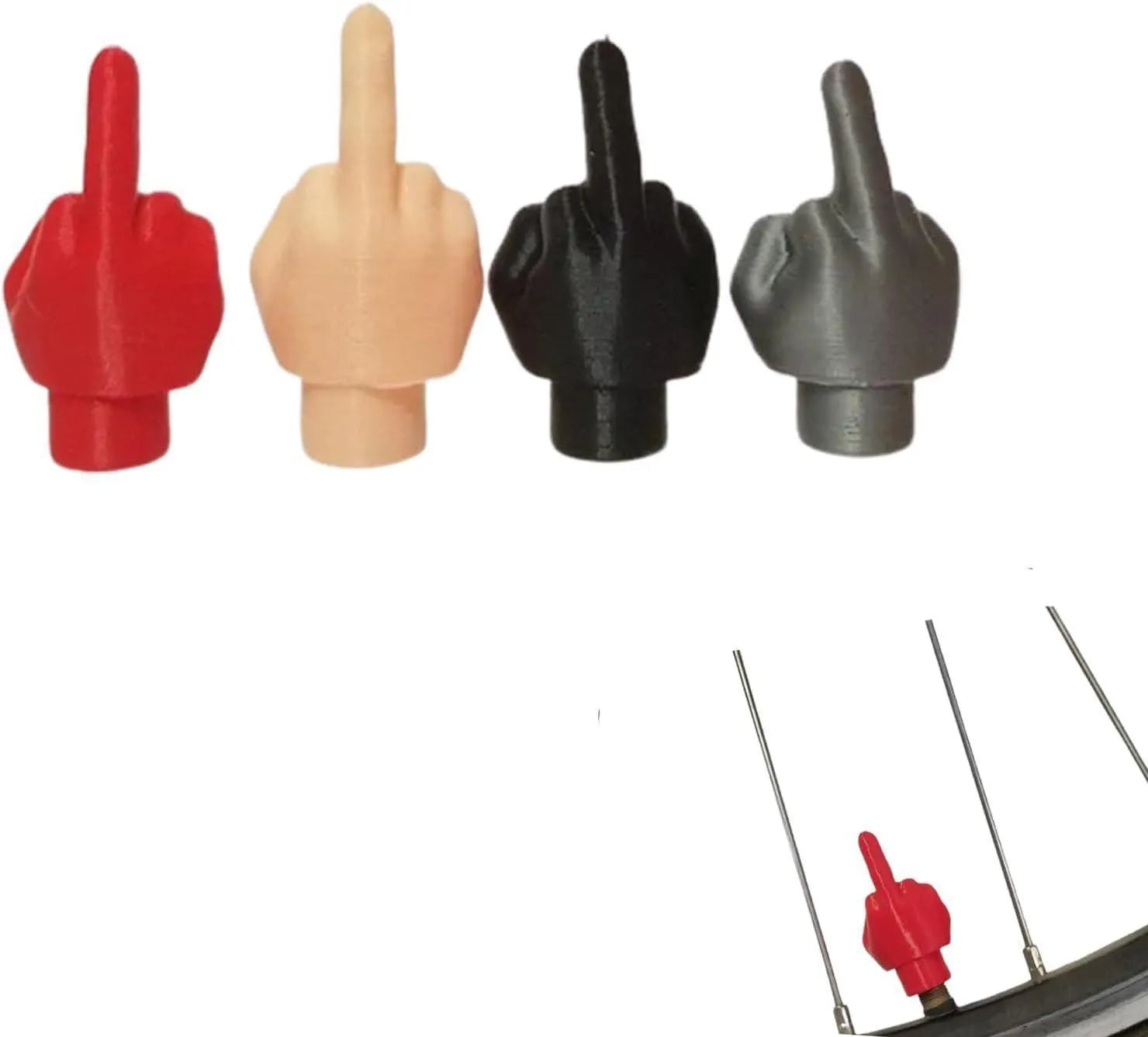 Eight latex tyre valve caps showing four black and four skin-coloured pieces for car tyre protection