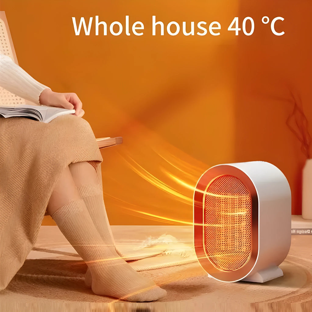 Desktop electric fan heater with PTC ceramic heating in black finish