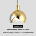 Simple 20cm iron droplight pendant lamp in champagne gold or rose gold with warm LED light