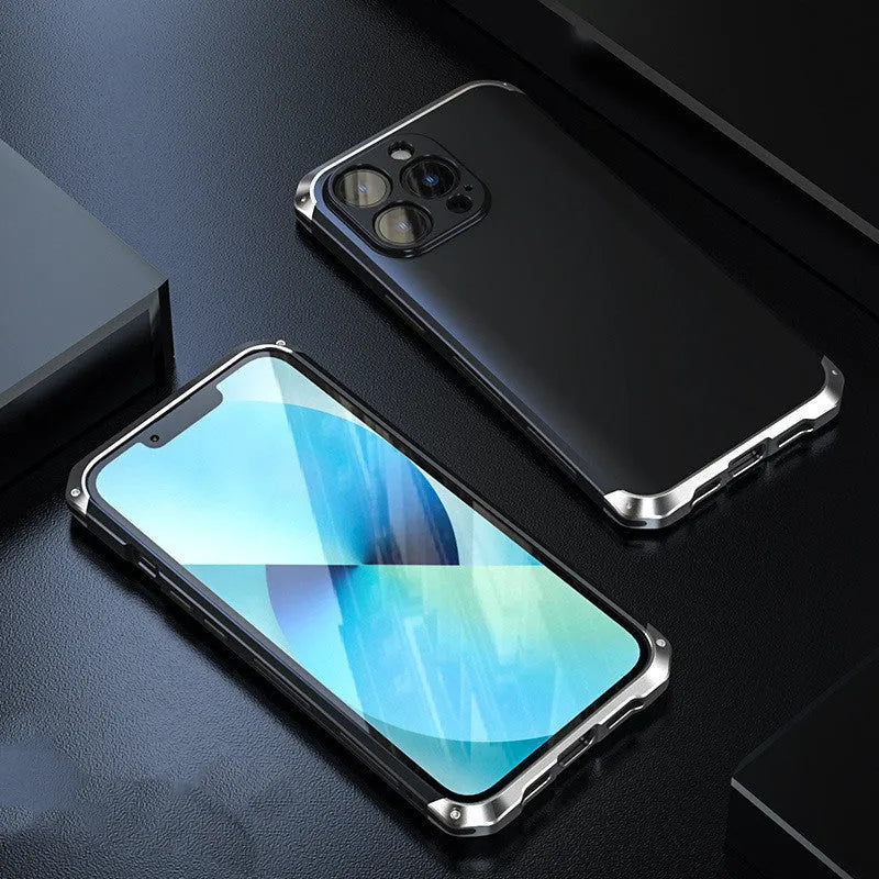 Aluminium alloy and plastic full frame solid colour phone case for iPhone 13 Pro Max