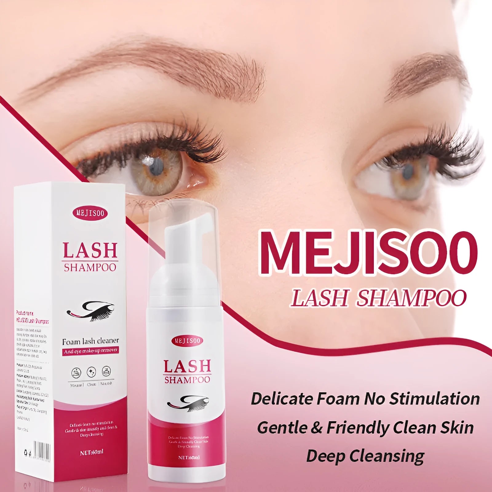 60ml eyelash shampoo mousse cleansing solution in squeezable tube