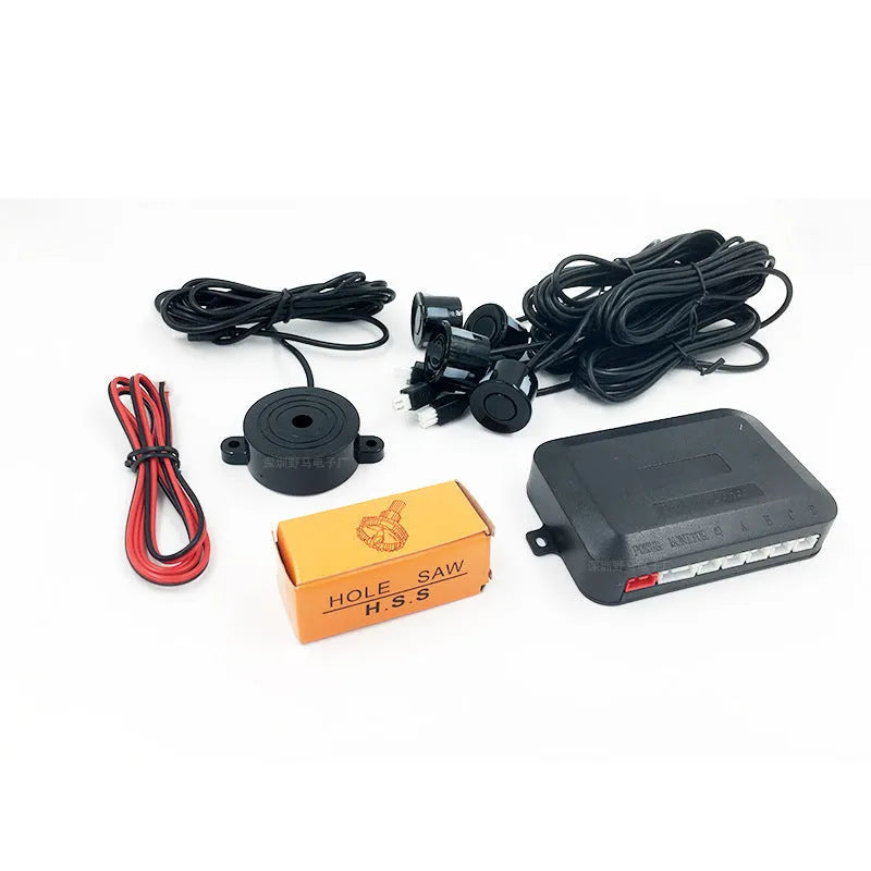 4-probe buzzer reversing radar system with ultrasonic parking sensors and installation tools