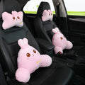 Cute cartoon car headrest and lumbar pillow set with natural wool filling in multiple styles