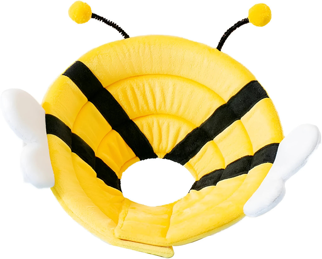 Soft bee design cat cone collar with velcro closure in adjustable sizes