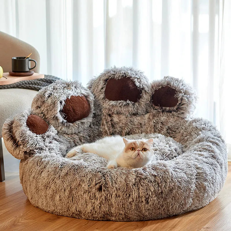 Teddy pet mat bear paw kennel short plush PP cotton coffee colour multiple sizes