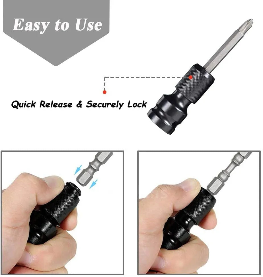 Telescopic electric wrench bit holder with hexagonal cross handle and scaling sleeve