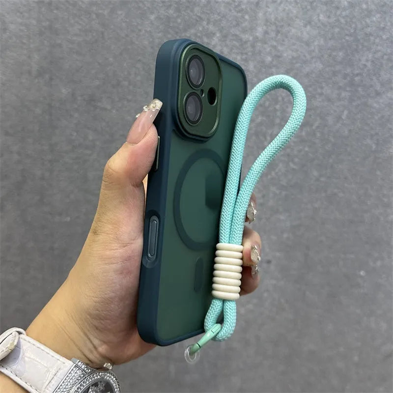 Skin-sensitive frosted magnetic phone case with all-inclusive lens cover for Apple iPhone