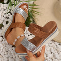 Women's gold and silver wedge sandals with PU upper and rubber sole in sizes 36-43