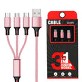 1.2-metre three-in-one braided charging cable in multiple colour options