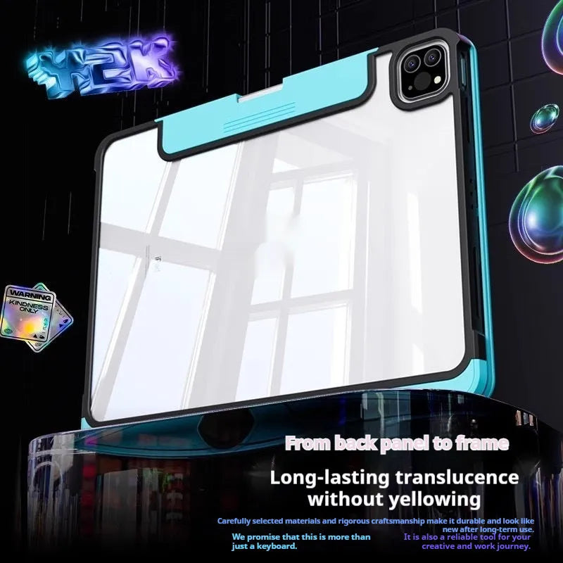 Blue protective PC case for an iPad Pro 11 inch tablet showing anti-fingerprint surface.