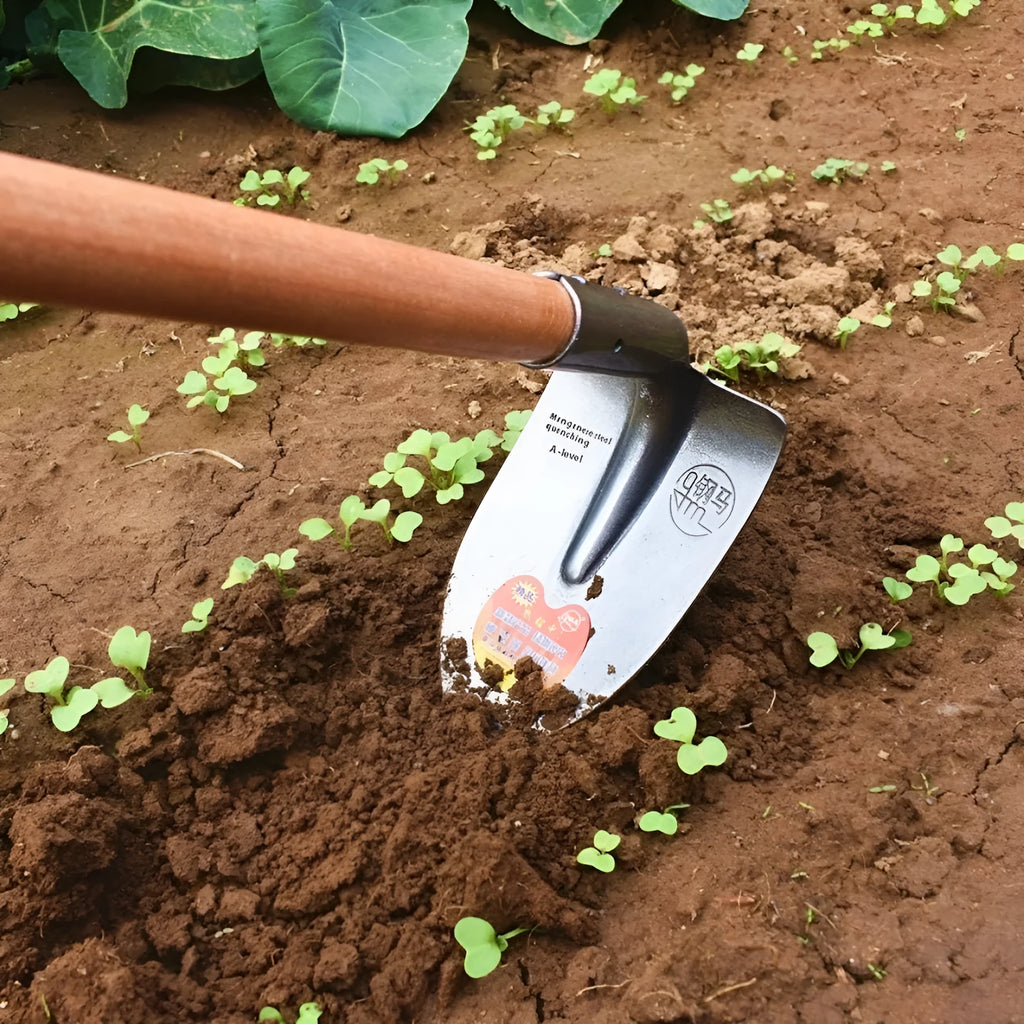 Agricultural pointed hoe with manganese steel construction and stainless steel main part for gardening weeding tasks