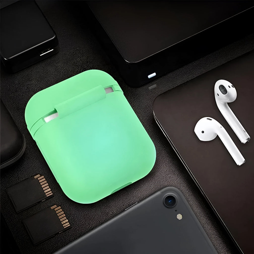 Luminous coloured silicone flip-case for Apple AirPods wireless earphones