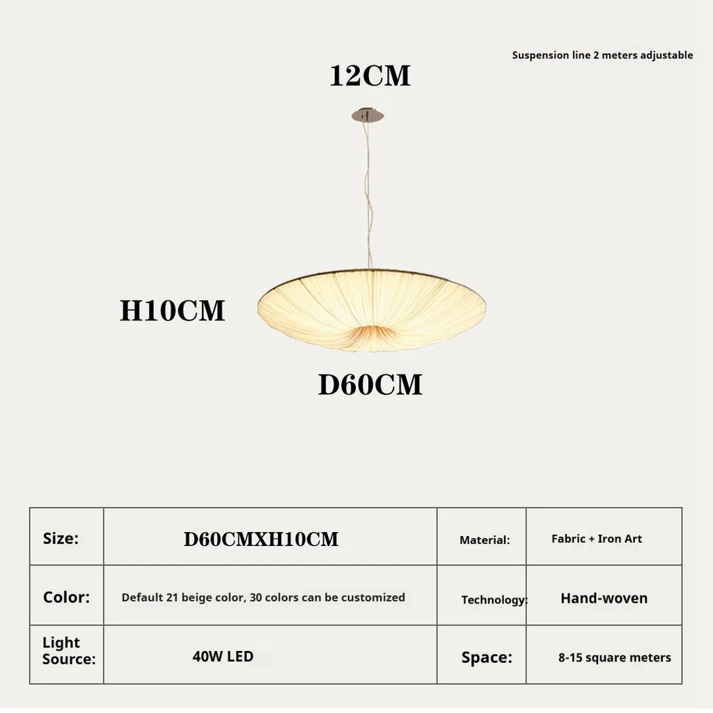 New Chinese minimalist bedroom chandelier with beige fabric shade and alloy frame