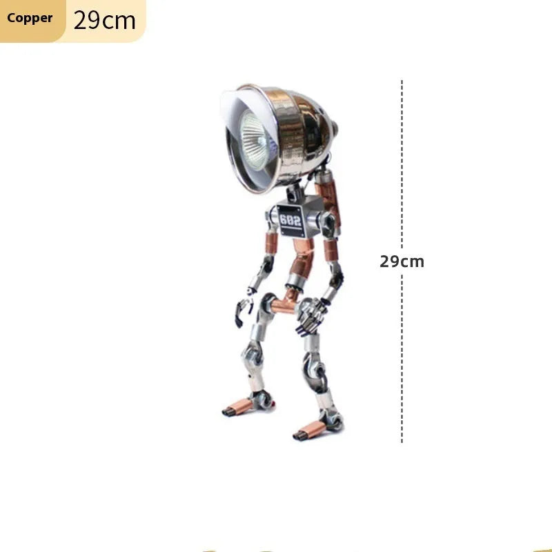 Silver copper creative robot study atmosphere light with graphic customisation in 22cm and 29cm sizes