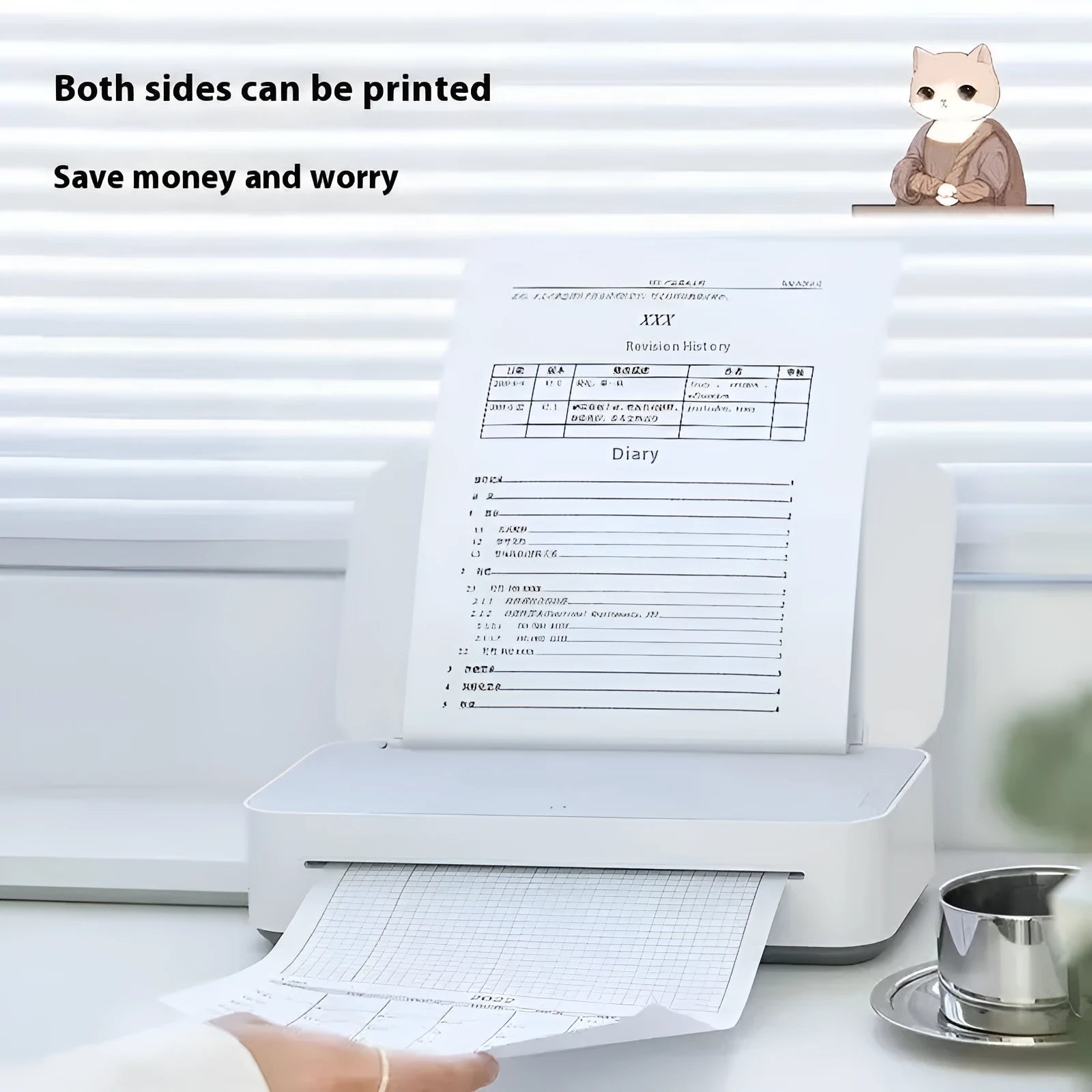 Small household intelligent learning printer for wrong question practice with plastic construction and ribbon cartridge