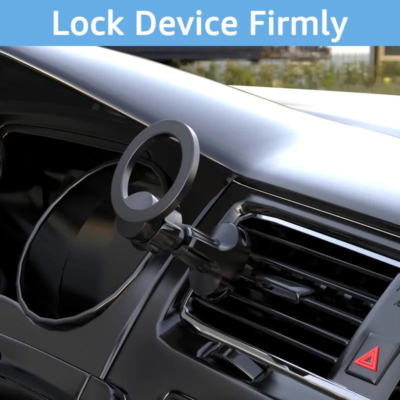 Black magnetic car phone holder with O-ring bracket for vehicles