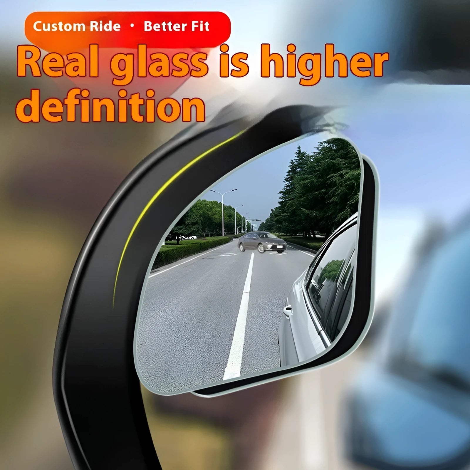 Frameless Ultra HD rear view auxiliary mirror black 2 pack fan love round shape for car blind spot safety