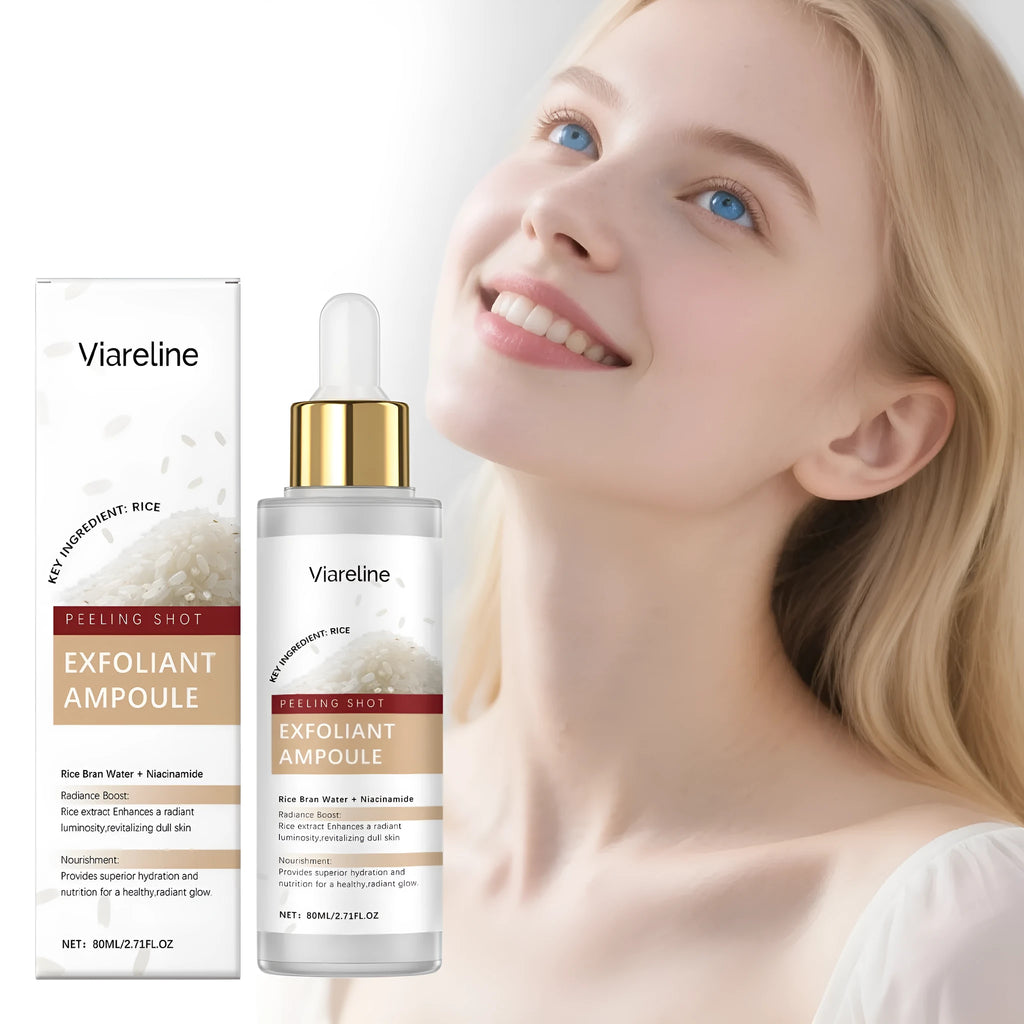 80ml bottle of facial exfoliating liquid with hyaluronic acid and salicylic acid.