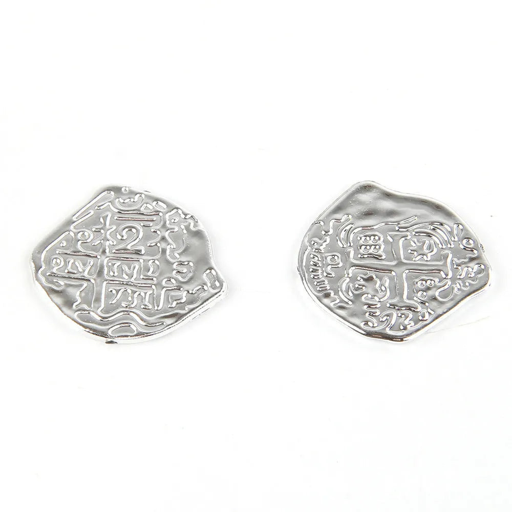 Set of 100 plastic Roman pirate coins with gold, silver, or bronze electroplated finish.