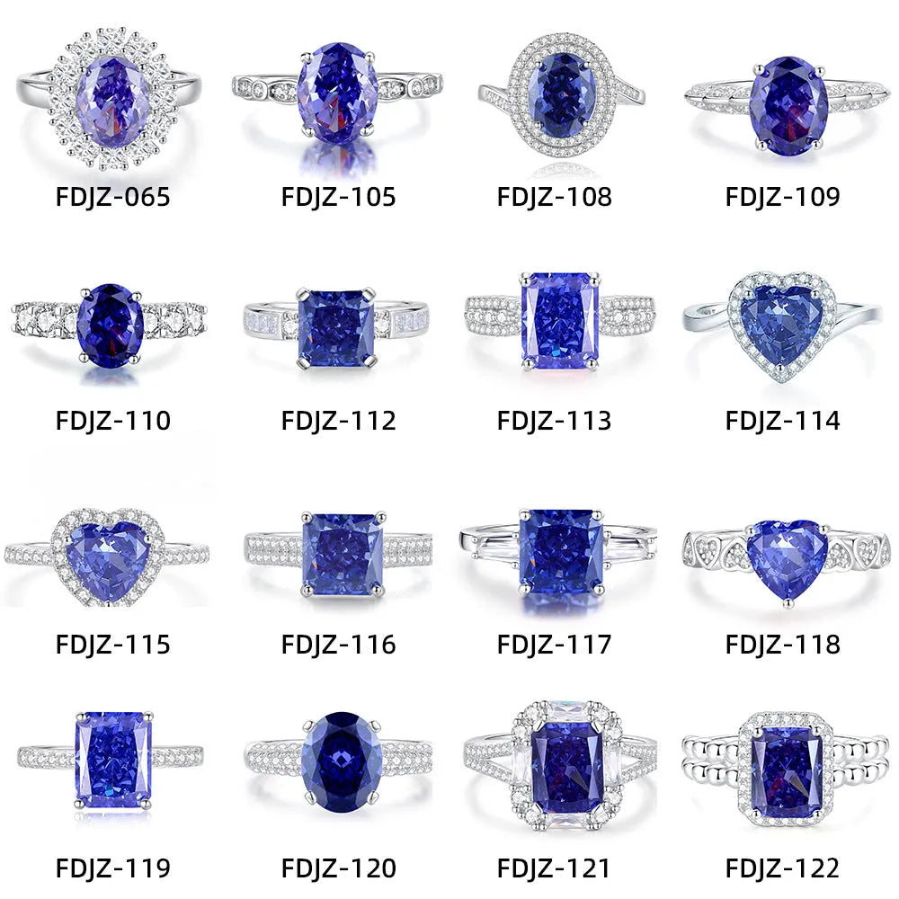 Heart-shaped high carbon diamond-cut ice flower zircon stone in a women's 925 sterling silver ring.