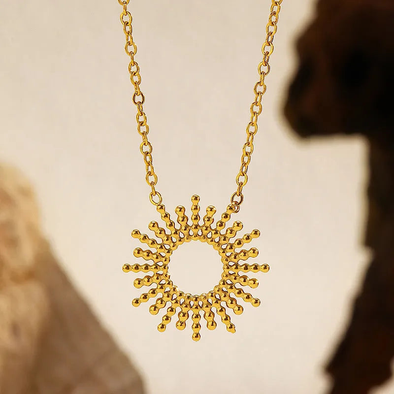 Sunflower Series women's 14K gold plated geometric chain necklace and bracelet set