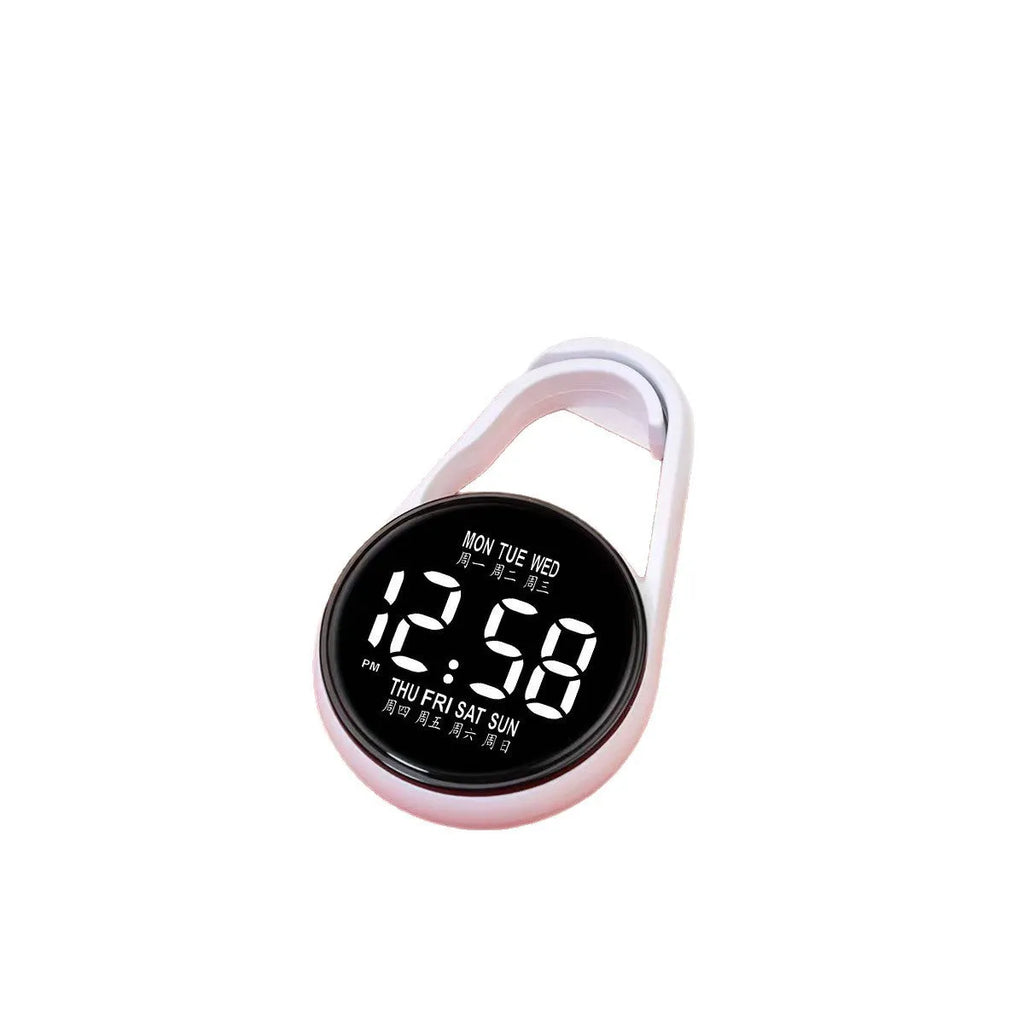 LED digital watch with week display on a plastic strap, shown in multiple colour options.