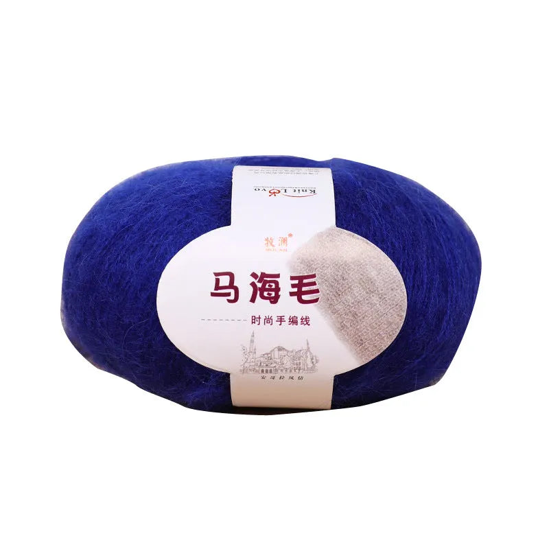 Mohair scarf DIY knitting kit with wool ball showing thirty-four colour options