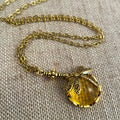 Yellow 925 silver hand carved dragonfly pendant necklace with polished finish