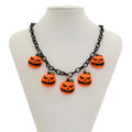 Halloween pumpkin ghost necklace with acrylic pendant in mixed colours